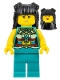 Minifig No: hol316  Name: Lunar New Year Parade Participant - Musician, Female, Ornate Dark Turquoise Costume, Black Long Hair