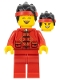 Minifig No: hol318  Name: Lunar New Year Parade Participant - Female, Red Tang Jacket, Red Legs, Black Hair with Red Headband