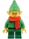 Minifig No: hol366  Name: Elf - Dark Green Collar and Gold Horn, Red Scarf, Glasses