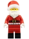 Minifig No: hol381  Name: Santa - Fur Lined Jacket with 2 Black Creases on Back, Red Legs with Black Boots, Santa Hat with Molded Red Top