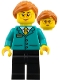 Minifig No: hol389  Name: Postmaster - Dark Orange Ponytail, Glasses, Dark Turquoise Jacket, Black Legs