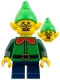 Minifig No: hol393  Name: Elf - Bright Green Hat, Green Shirt with Red Collar, Dark Blue Short Legs