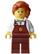 Minifig No: hol394 Name: Barista Hot Chocolate Stand - Female, Reddish Brown Apron with Cup and Name Tag, Reddish Brown Legs, Dark Orange Hair with Braid Minifig No: hol394 Name: Barista Hot Chocolate Stand - Female, Reddish Brown Apron with Cup and Name Tag, Reddish Brown Legs, Dark Orange Hair with Braid