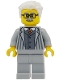 Minifig No: hol411  Name: Grandfather - Light Bluish Gray Jacket with Pinstripes and Legs, White Hair