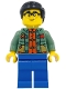 Minifig No: hol414  Name: Man - Sand Green Sweater over Reddish Orange Tang Jacket, Blue Legs, Black Smooth Hair