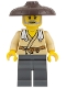 Minifig No: hol420  Name: Farmer - Tan Vest, Dark Bluish Gray Legs, Dark Brown Hat