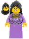Minifig No: hol427  Name: Woman - Medium Lavender Vest and Skirt, Black Hair