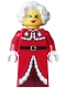 Minifig No: hol437 Name: Mrs. Claus - Red Jacket, Dark Red Printed Skirt, Gold Glasses Minifig No: hol437 Name: Mrs. Claus - Red Jacket, Dark Red Printed Skirt, Gold Glasses