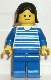 Minifig No: hor002 Name: Horizontal Lines Blue - Blue Arms - Blue Legs, Black Female Hair Minifig No: hor002 Name: Horizontal Lines Blue - Blue Arms - Blue Legs, Black Female Hair