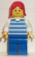 Minifig No: hor010 Name: Horizontal Lines Blue - White Arms - Blue Legs, Red Female Hair Minifig No: hor010 Name: Horizontal Lines Blue - White Arms - Blue Legs, Red Female Hair