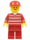 Minifig No: hor011  Name: Horizontal Lines Red - Red Arms - Red Legs, Red Cap
