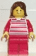 Minifig No: hor015 Name: Horizontal Lines Red - Red Arms - Red Legs, Brown Female Hair Minifig No: hor015 Name: Horizontal Lines Red - Red Arms - Red Legs, Brown Female Hair