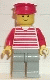 Minifig No: hor018 Name: Horizontal Lines Red - Red Arms - Light Gray Legs, Red Hat Minifig No: hor018 Name: Horizontal Lines Red - Red Arms - Light Gray Legs, Red Hat