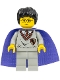 Minifig No: hp036  Name: Harry Potter, Gryffindor Shield Torso, Light Gray Legs, Violet Cape