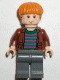 Minifig No: hp058  Name: Ron Weasley, Brown Open Shirt and Striped Sweater