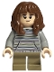 Minifig No: hp156  Name: Hermione Granger - Light Bluish Gray Sweater with Pastel Stripes
