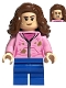 Minifig No: hp327  Name: Hermione Granger - Bright Pink Jacket with Stains, Closed / Determined Mouth
