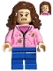 Minifig No: hp365  Name: Hermione Granger - Bright Pink Jacket with Stains, Angry / Scared Head