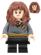 Minifig No: hp368  Name: Hermione Granger - Gryffindor Sweater with Crest, Black Skirt, Black Short Legs with Dark Bluish Gray Stripes