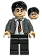 Minifig No: hp396  Name: Harry Potter - Dark Bluish Gray Gryffindor Cardigan Sweater Open over Shirt without Wrinkles, Black Legs