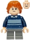 Minifig No: hp477  Name: Ron Weasley - Dark Blue Striped Sweater, Dark Bluish Gray Short Legs