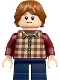 Minifig No: hp513  Name: Ron Weasley - Dark Red Plaid Shirt, Dark Blue Short Legs