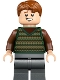 Minifig No: hp516  Name: George Weasley - Dark Green Striped Sweater, Dark Bluish Gray Medium Legs