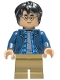 Minifig No: hp544 Name: Harry Potter - Dark Blue Open Jacket over Plaid Shirt with Collar and Sand Blue Shirt, Dark Tan Medium Legs Minifig No: hp544 Name: Harry Potter - Dark Blue Open Jacket over Plaid Shirt with Collar and Sand Blue Shirt, Dark Tan Medium Legs