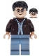 Minifig No: hp597  Name: Harry Potter - Dark Brown Open Jacket, Sand Blue Legs
