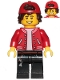 Minifig No: hs052  Name: Jack Davids - Red Jacket with Backwards Cap (Large Smile with Teeth / Angry)