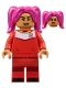 Minifig No: idea127  Name: Soccer Player, Female, Red Uniform, Medium Nougat Skin, Magenta Hair