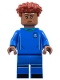 Minifig No: idea132  Name: Soccer Player, Female, Blue Uniform, Medium Brown Skin, Dark Red Hair