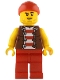 Minifig No: idea237 Name: Bo'sun Will - Pirate, Reddish Brown Vest over Red and White Striped Shirt, Red Legs Minifig No: idea237 Name: Bo'sun Will - Pirate, Reddish Brown Vest over Red and White Striped Shirt, Red Legs