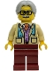 Minifig No: idea242  Name: Tourist - Tan Suit Jacket, Dark Red Legs, Light Bluish Gray Hair