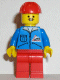 Minifig No: jbl003 Name: Bulldozer Logo - Red Legs, Red Construction Helmet Minifig No: jbl003 Name: Bulldozer Logo - Red Legs, Red Construction Helmet