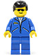 Minifig No: jbl007  Name: Jacket Blue - Blue Legs, Black Male Hair, Sunglasses
