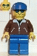 Minifig No: jbr008 Name: Jacket Brown - Blue Legs, Blue Sunglasses, Blue Cap Minifig No: jbr008 Name: Jacket Brown - Blue Legs, Blue Sunglasses, Blue Cap