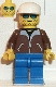 Minifig No: jbr010 Name: Jacket Brown - Blue Legs, Blue Sunglasses, White Cap Minifig No: jbr010 Name: Jacket Brown - Blue Legs, Blue Sunglasses, White Cap