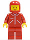 Minifig No: jred018  Name: Jacket Red with Zipper - Red Arms - Red Legs, Red Classic Helmet