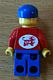 Minifig No: jred024s  Name: Jacket Red with Zipper - Red Arms - Blue Legs, Blue Cap with Arla Dairy Logo Pattern on Back (Sticker)