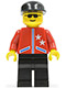 Minifig No: jstr004  Name: Jacket 2 Stars Red - Black Legs, Black Cap