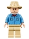 Minifig No: jw019  Name: Dr. Alan Grant - Medium Blue Shirt with Pockets with Blue Buttons, Tan Fedora