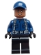 Minifig No: jw123  Name: ACU Guard / Driver - Female, Dark Blue Cap, Black Legs, Smile