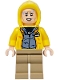 Minifig No: jw143 Name: Dennis Nedry - Jurassic Park Logo on Back, Hood Minifig No: jw143 Name: Dennis Nedry - Jurassic Park Logo on Back, Hood