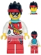 Minifig No: mk066  Name: Monkie Kid - Tourist Outfit, Dark Turquoise Neck Bracket and Clip