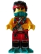 Minifig No: mk097  Name: Monkie Kid - Bright Light Orange Open Jacket with Shoulder Strap, Dark Turquoise Scuba Breathing Regulator and Flippers, Open Mouth