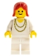 Minifig No: ncklc002  Name: Necklace Gold - White Legs, Red Female Hair