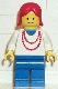 Minifig No: ncklc007  Name: Necklace Red - Blue Legs, Red Female Hair