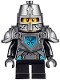 Minifig No: nex062  Name: Robin Underwood - Pearl Dark Gray Helmet and Armor, Black Short Legs