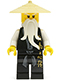 Minifig No: njo0026  Name: Wu Sensei - Black Kimono with Gold Symbols, Dark Bluish Gray Sash, Tan Asian Hat, White Beard